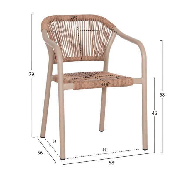 ΠΟΛΥΘΡΟΝΑ ΑΛΟΥΜΙΝΙΟΥ LUCCI HM6266.02 MOKA ΣΚΕΛΕΤΟΣ-P.E.RATTAN ΦΥΣΙΚΟ 58x56x79Υεκ (x1) - Image 2