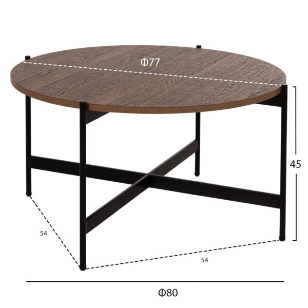 ΣΕΤ 2ΤΜΧ ΤΡΑΠΕΖΙΑ ΣΑΛΟΝΙΟΥ RONDA HM21089.03 MDF ΣΕ ΚΑΡΥΔΙ ΧΡΩΜΑ Φ80εκ & Φ50εκ (x1) - Image 2