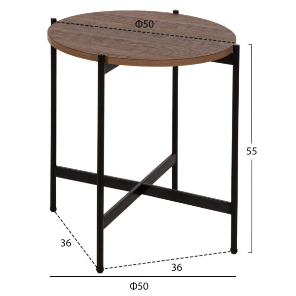 ΣΕΤ 2ΤΜΧ ΤΡΑΠΕΖΙΑ ΣΑΛΟΝΙΟΥ RONDA HM21089.03 MDF ΣΕ ΚΑΡΥΔΙ ΧΡΩΜΑ Φ80εκ & Φ50εκ (x1) - Image 3