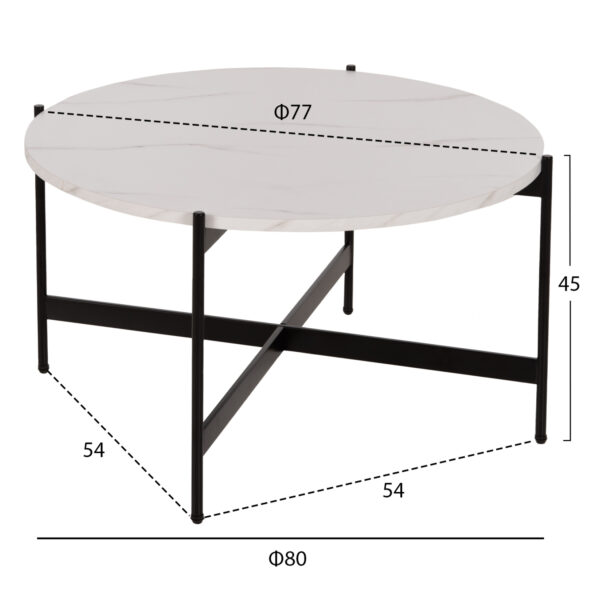 ΣΕΤ 2ΤΜΧ ΤΡΑΠΕΖΙΑ ΣΑΛΟΝΙΟΥ RONDA HM21089.04 MDF ΛΕΥΚΟ ΜΑΡΜΑΡΟ Φ80εκ & Φ50εκ (x1) - Image 2