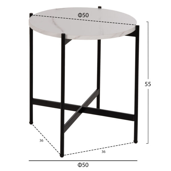 ΣΕΤ 2ΤΜΧ ΤΡΑΠΕΖΙΑ ΣΑΛΟΝΙΟΥ RONDA HM21089.04 MDF ΛΕΥΚΟ ΜΑΡΜΑΡΟ Φ80εκ & Φ50εκ (x1) - Image 3