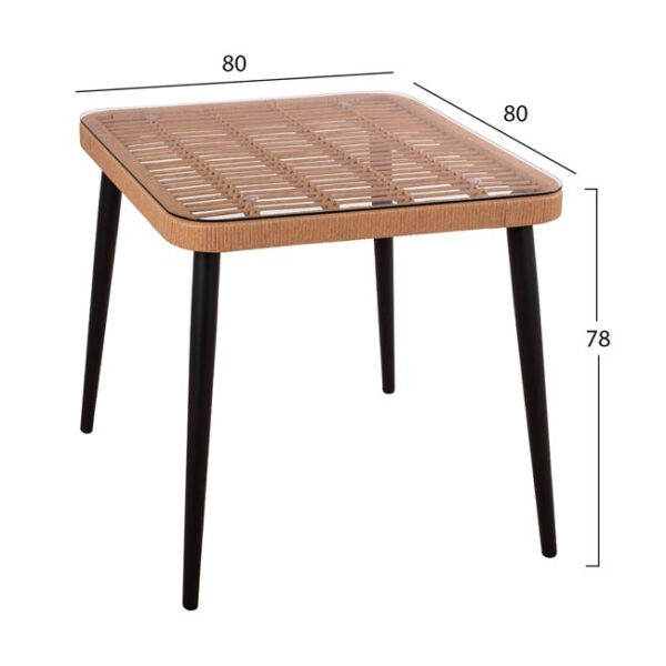ΣΕΤ 3ΤΜΧ ALLEGRA WICKER ΜΕ ΤΡΑΠΕΖΙ 80X80Χ78Υ ΜΠΕΖ & ΜΑΥΡΟ ΧΡΩΜΑ HM10485 (x1) - Image 2