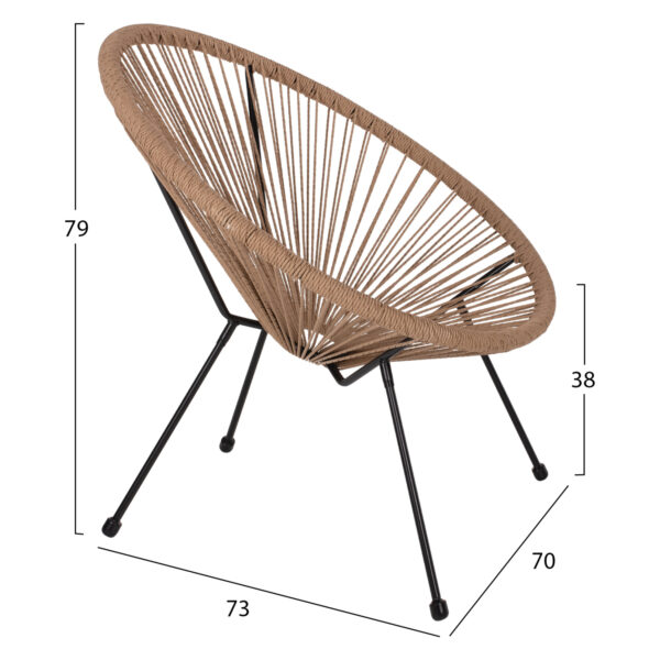 ΣΕΤ ΕΞΩΤΕΡΙΚΟΥ ΧΩΡΟΥ 3ΤΜΧ ACAPULCO HM21100 TWISTED WICKER-ΜΕΤΑΛΛΟ (x1) - Image 2