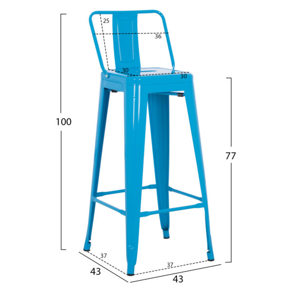 ΣΚΑΜΠΟ BAR-PRO ME ΠΛΑΤΗ ΜΕΤΑΛΛΙΚΟ MELITA HM8643.48 ΜΠΛΕ 42x42x100Υεκ. (x1) - Image 2