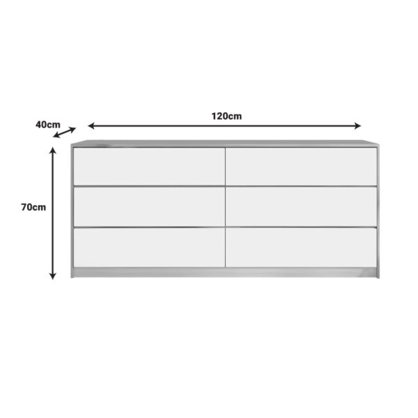 Συρταριέρα Kuanger pakoworld σε λευκή-φυσική απόχρωση 120x40x70εκ (x1)