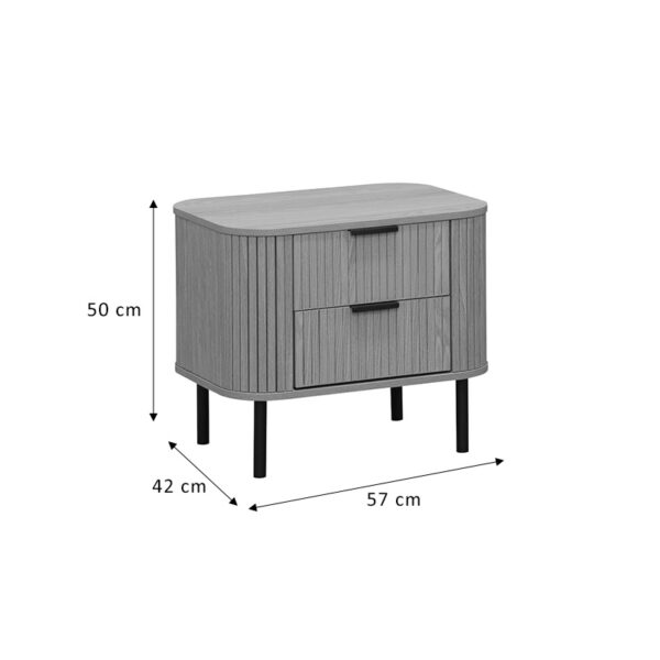 Κομοδίνο Scandi pakoworld με 2 συρτάρια φυσικό-μαύρο 57x42x50εκ (x1) - Image 3