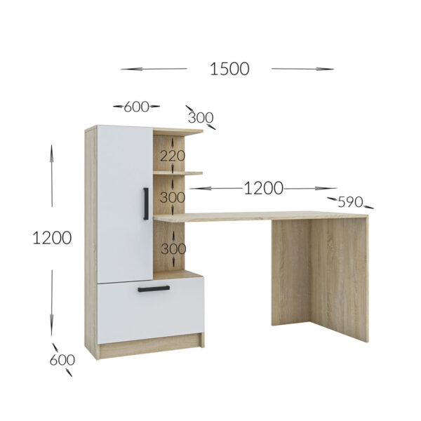 Γραφείο Standart Σονόμα Λευκό 150x59x120εκ - Image 3