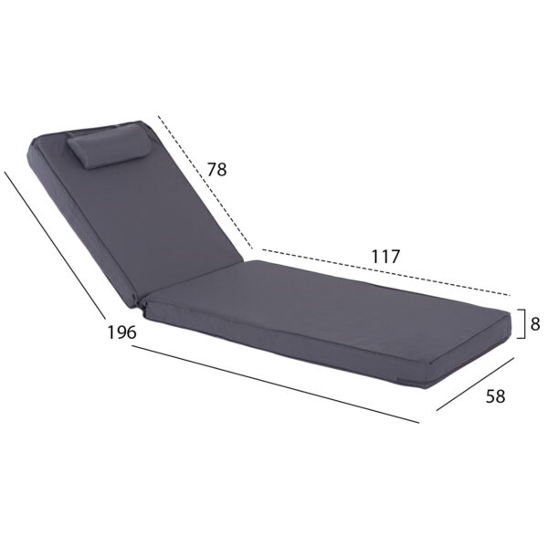 ΜΑΞΙΛΑΡΙ ΞΑΠΛΩΣΤΡΑΣ TEXTILENE 600gr SIFNOS ΓΚΡΙ HM11236.30T 196(117+1+78)x58x9εκ. (x1) - Image 2