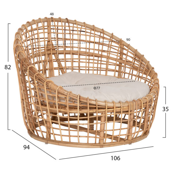 ΠΟΛΥΘΡΟΝΑ ENTO HM9814 RATTAN ΣΕ ΦΥΣΙΚΟ-ΛΕΥΚΟ ΜΑΞΙΛΑΡΙ 103x92x81Yεκ. (x1) - Image 9