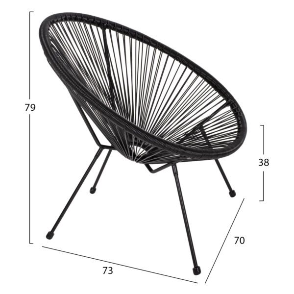 ΣΕΤ ΕΞΩΤΕΡΙΚΟΥ ΧΩΡΟΥ 3ΤΜΧ ACAPULCO HM21101 P.E.RATTAN-ΜΕΤΑΛΛΟ ΣΕ ΜΑΥΡΟ (x1) - Image 10