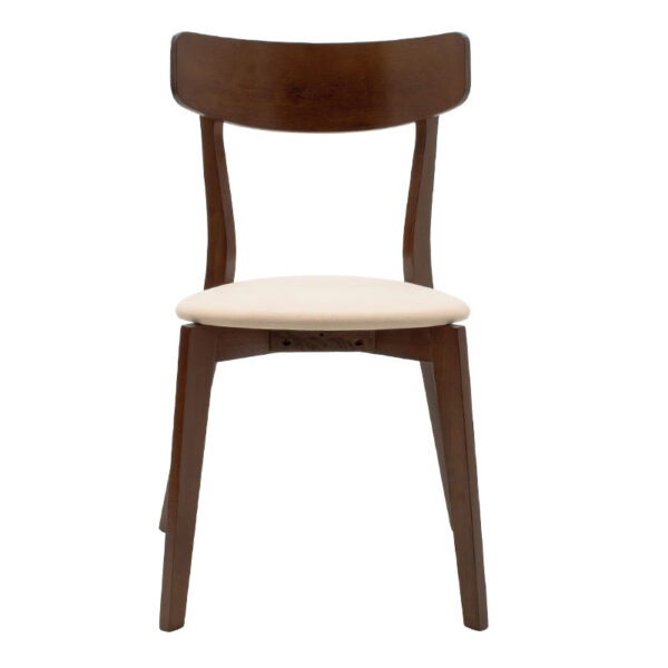 Καρέκλα Toto pakoworld μπεζ ύφασμα-rubberwood καρυδί πόδι (x2) - Image 3