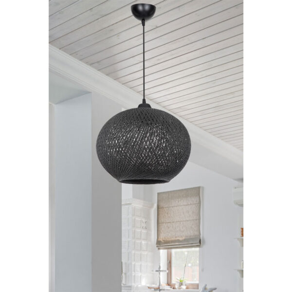 Φωτιστικό οροφής μονόφωτο Leshia pakoworld Ε27 μαύρο Φ38x38εκ (x1)