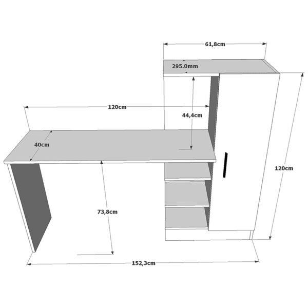 Γραφείο-ραφιέρα Kary pakoworld μαύρο-oak 152,5x40x120εκ (x1) - Image 3
