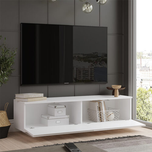 Έπιπλο τηλεόρασης Zoeva pakoworld λευκό 140x.35x38.2εκ (x1)