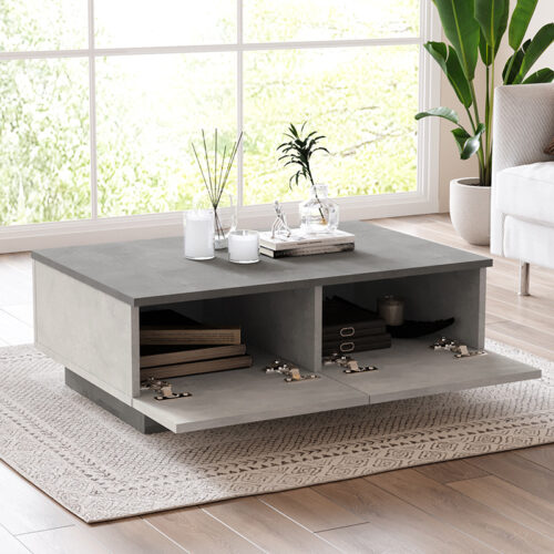 Τραπέζι σαλονιού Thunder pakoworld ανθρακί antique-γκρι antique 90x60x31.5εκ (x1)