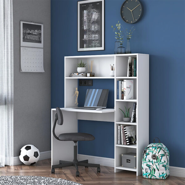 Γραφείο με βιβλιοθήκη Janson pakoworld λευκό 113x40x142εκ (x1)