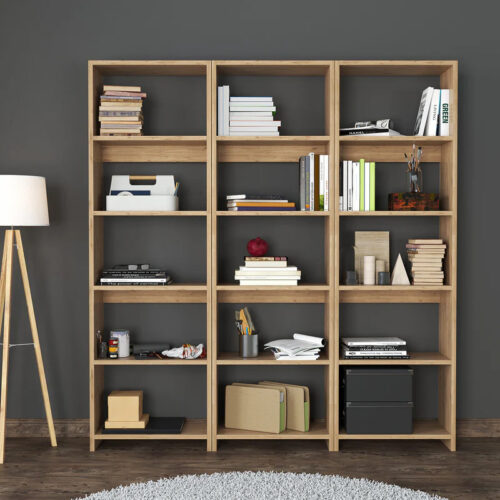 Βιβλιοθήκη Rabuku pakoworld σε oak  απόχρωση 146x22x160εκ (x1)