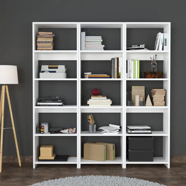 Βιβλιοθήκη Rabuku pakoworld σε λευκή απόχρωση 146x22x160εκ (x1)