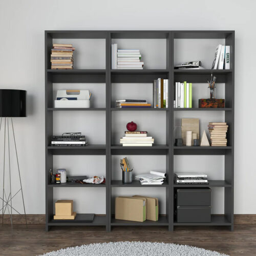 Βιβλιοθήκη Rabuku pakoworld σε ανθρακί απόχρωση 146x22x160εκ (x1)