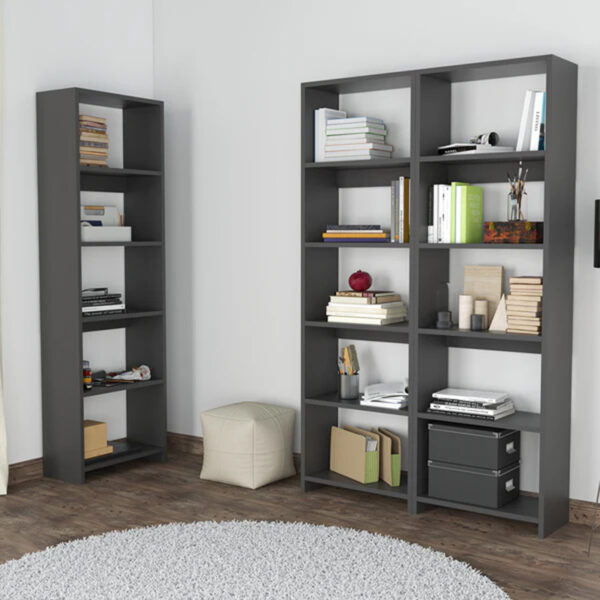 Βιβλιοθήκη Rabuku pakoworld σε ανθρακί απόχρωση 146x22x160εκ (x1) - Image 2