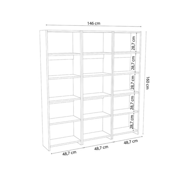 Βιβλιοθήκη Rabuku pakoworld σε ανθρακί απόχρωση 146x22x160εκ (x1) - Image 3