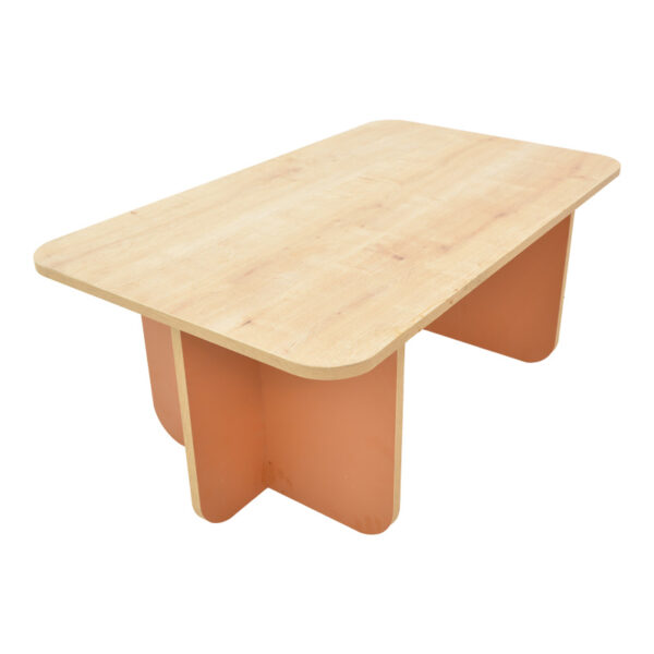 Τραπέζι Bοca pakoworld σε oak-κεραμιδί απόχρωση 100x60x42εκ (x1) - Image 3