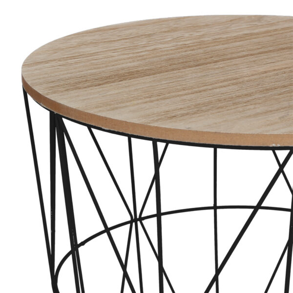 Βοηθητικό τραπέζι Kumi pakoworld mdf επιφάνεια oak και μέταλλο σε μαύρη απόχρωση Φ40x41εκ (x1)