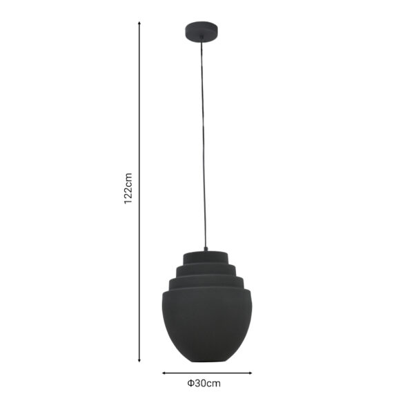 Φωτιστικό οροφής Kelsy Inart E27 μαύρο μέταλλο Φ30x122εκ (x1) - Image 3