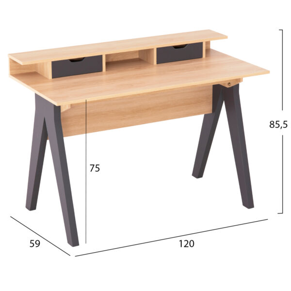 ΓΡΑΦΕΙΟ REXIN HM18290 ΜΕΛΑΜΙΝΗ ΣΕ SONAMA-ΓΚΡΙ 120x19-59x75-85,5ΥΥεκ. (x1) - Image 2