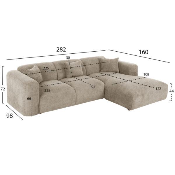 ΚΑΝΑΠΕΣ ΓΩΝΙΑ BRICKEN HM3275.01R ΜΠΕΖ ΥΦΑΣΜΑ 110-282x98-160x72Υεκ. (x1) - Image 2