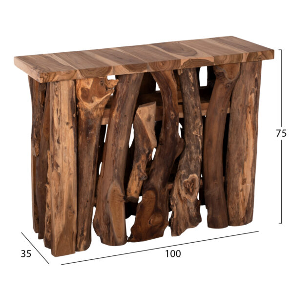 ΚΟΝΣΟΛΑ HM9336 ΑΠΟ ΜΑΣΙΦ ΞΥΛΟ ΤEAK ΦΥΣΙΚΟ 100X35X75Y εκ. (x1) - Image 2