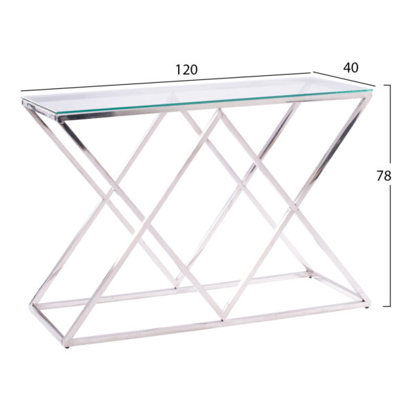 ΚΟΝΣΟΛΑ HOLLAND HM8622.01 ΜΕ ΓΥΑΛΙ ΚΑΙ ΒΑΣΗ ΧΡΩΜΙΟΥ 120X40Χ78 EK. (x1) - Image 2