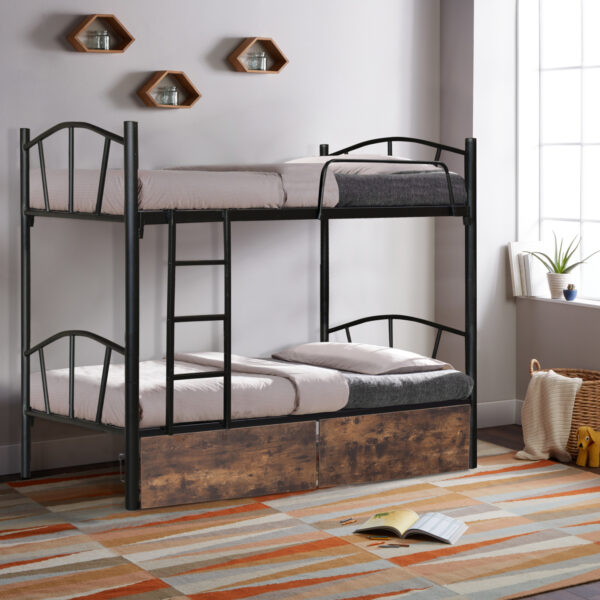 ΚΟΥΚΕΤΑ FLOOR HM21122 ΜΕΤΑΛΛΙΚΗ ΜΑΥΡΗ ΜΕ 2 ΕΠΙΔΑΠΕΔΙΑ ΣΥΡΤΑΡΙΑ ΚΑΦΕ 200x91,5x177,5Yεκ. (x1) - Image 3