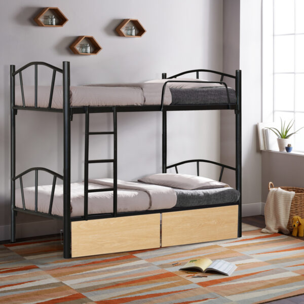 ΚΟΥΚΕΤΑ FLOOR HM21122.01 ΜΕΤΑΛΛΙΚΗ ΜΑΥΡΗ ΜΕ 2 ΕΠΙΔΑΠΕΔΙΑ ΣΥΡΤΑΡΙΑ SONAMA 200x91,5x177,5Yεκ (x1) - Image 3