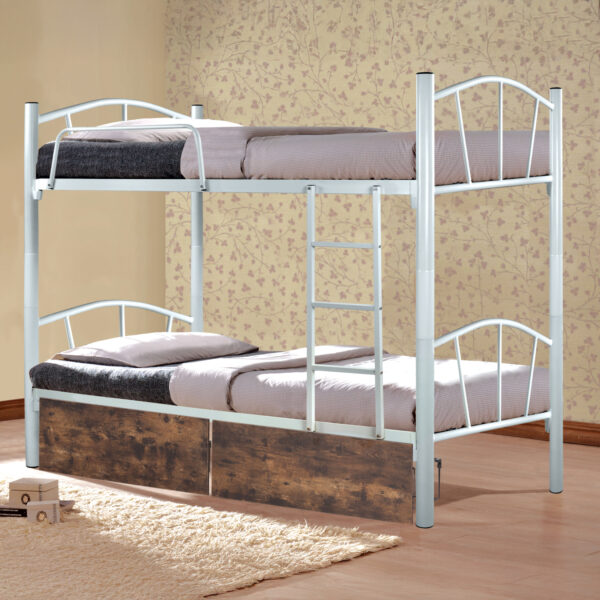 ΚΟΥΚΕΤΑ FLOOR HM21123 ΜΕΤΑΛΛΙΚΗ ΛΕΥΚΗ ΜΕ 2 ΕΠΙΔΑΠΕΔΙΑ ΣΥΡΤΑΡΙΑ ΚΑΦΕ 200x91,5x177,5Yεκ. (x1) - Image 3