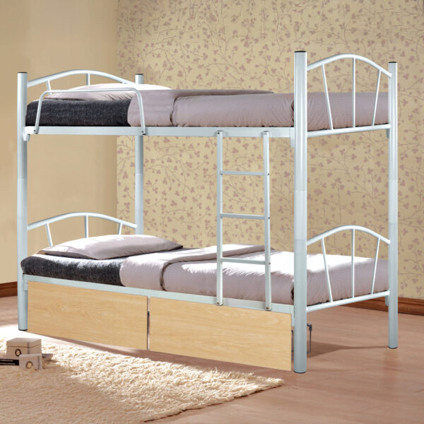 ΚΟΥΚΕΤΑ FLOOR HM21123.01 ΜΕΤΑΛΛΙΚΗ ΛΕΥΚΗ ΜΕ 2 ΕΠΙΔΑΠΕΔΙΑ ΣΥΡΤΑΡΙΑ SONAMA 200x91,5x177,5Yεκ (x1) - Image 3