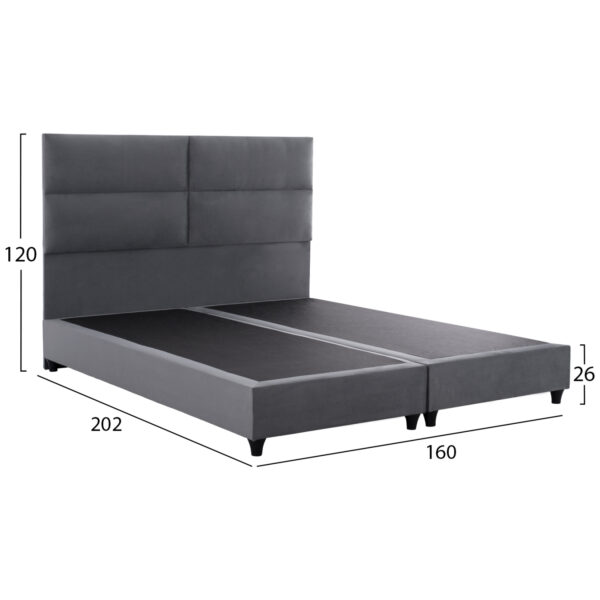 ΚΡΕΒΑΤΙ MILO ΑΠΟ ΓΚΡΙ ΒΕΛΟΥΔΟ HM616.10 ΓΙΑ ΣΤΡΩΜΑ 160x200 EK. (x1) - Image 3