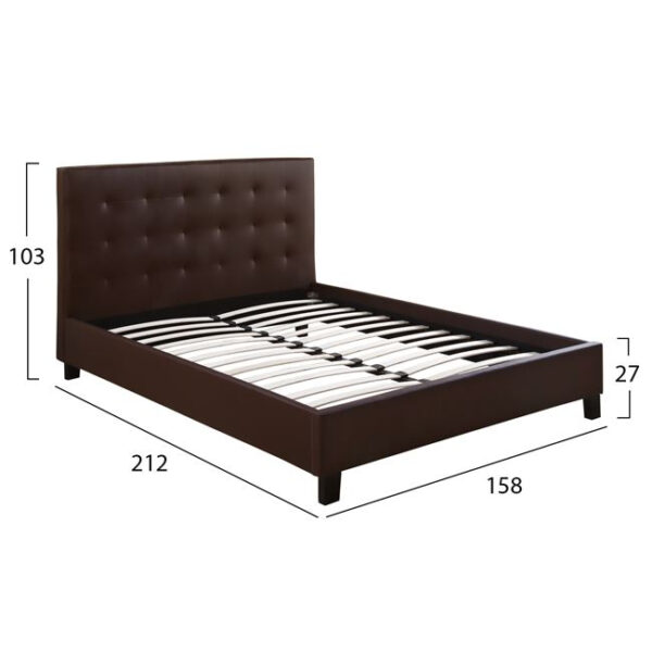 ΚΡΕΒΑΤΙ ΔΙΠΛΟ 150x200 εκ. BRISA ΜΕ ΤΕΧΝΟΔΕΡΜΑ ΚΑΦΕ HM552.02 (x1) - Image 2