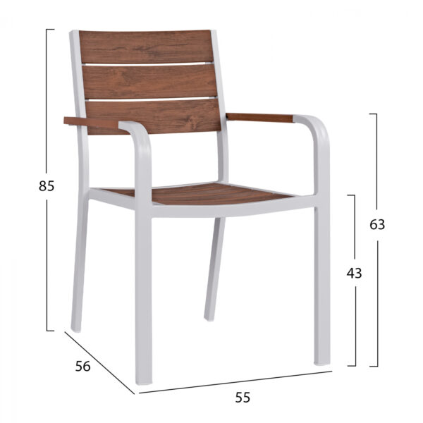 ΠΟΛΥΘΡΟΝΑ ΑΛΟΥΜΙΝΙΟΥ SAGA ΛΕΥΚΗ ΜΕ POLYWOOD HM5127.01 55x56x85Υ εκ. (x1) - Image 2
