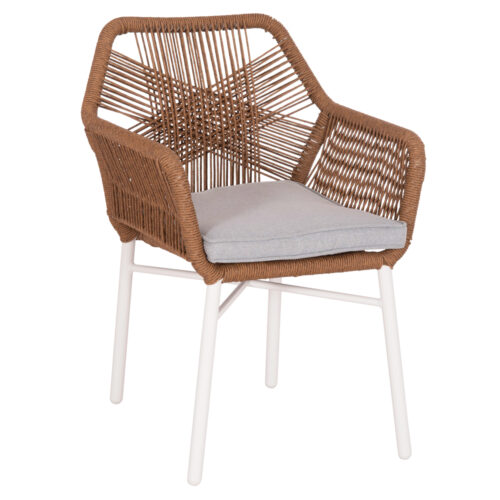 ΠΟΛΥΘΡΟΝΑ TOPIN HM6048.11 ΑΛΟΥΜΙΝΙΟ ΛΕΥΚΟ-P.E. RATTAN ΜΠΕΖ 59x63x81Υεκ (x1)