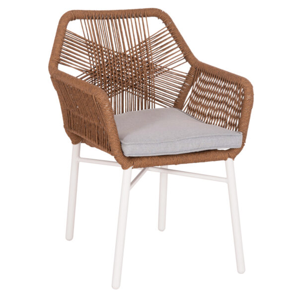 ΠΟΛΥΘΡΟΝΑ TOPIN HM6048.11 ΑΛΟΥΜΙΝΙΟ ΛΕΥΚΟ-P.E. RATTAN ΜΠΕΖ 59x63x81Υεκ (x1)
