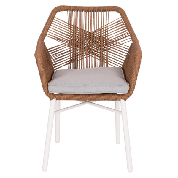 ΠΟΛΥΘΡΟΝΑ TOPIN HM6048.11 ΑΛΟΥΜΙΝΙΟ ΛΕΥΚΟ-P.E. RATTAN ΜΠΕΖ 59x63x81Υεκ (x1) - Image 3