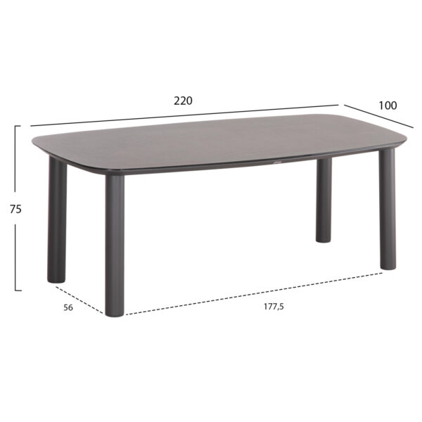 ΤΡΑΠΕΖΙ DOSUN HM6202.01 ΓΚΡΙ ΑΛΟΥΜΙΝΙΟ-3D PRINT ΓΥΑΛΙ-ΚΕΡΑΜΙΚΟ LOOK 220x100x75Υεκ (x1) - Image 2