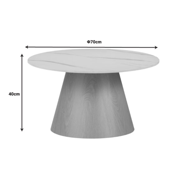 Τραπέζι σαλονιού Soleire Inart λευκό μαρμάρου sintered stone Φ70x40εκ (x1) - Image 3