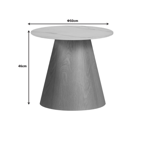 Βοηθητικό τραπέζι Soleire Inart λευκό μαρμάρου sintered stone Φ50x46εκ (x1) - Image 3