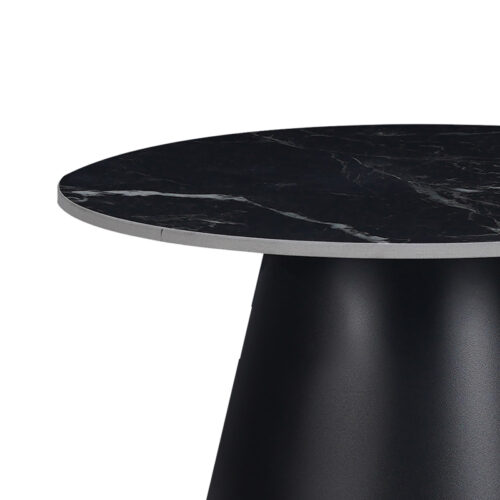 Βοηθητικό τραπέζι Fabrin Inart μαύρο μαρμάρου sintered stone-μαύρο μέταλλο Φ50x46εκ (x1)