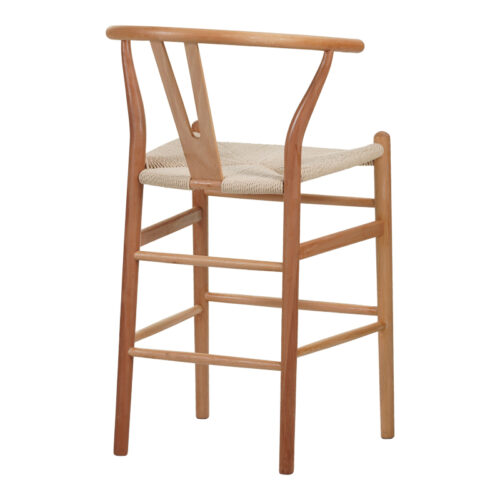 Σκαμπό μπαρ Wishbone pakoworld rubberwood-σχοινί σε φυσική απόχρωση 55x49x96εκ (x1)