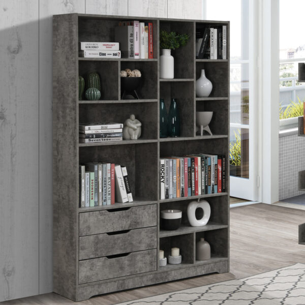 Βιβλιοθήκη Lucinda pakoworld γκρι oak 120x29.8x180.5εκ (x1)