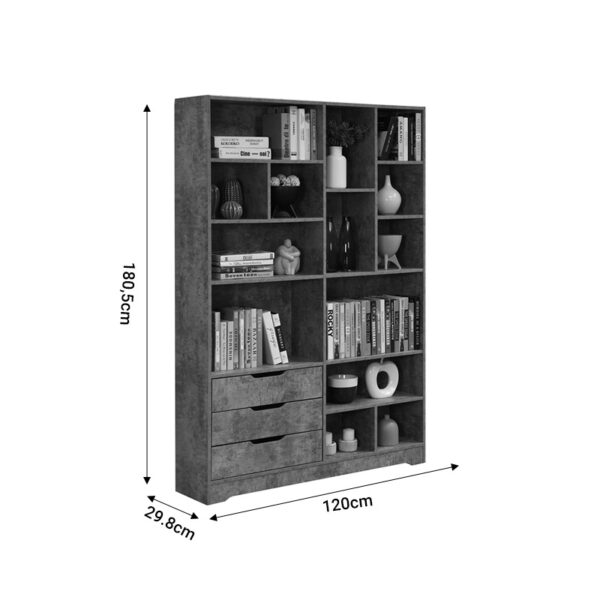 Βιβλιοθήκη Lucinda pakoworld γκρι oak 120x29.8x180.5εκ (x1) - Image 2