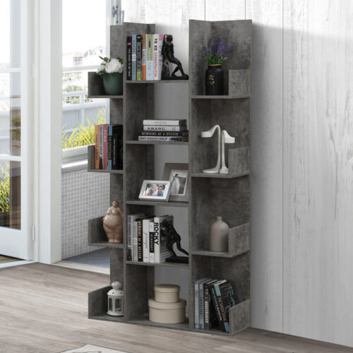 Βιβλιοθήκη Charles pakoworld μελαμίνης γκρι oak 90x31x182.5εκ (x1)